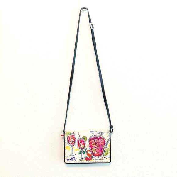 Brighton Favorite Fruit Sangria Wine Organizer Black Red Leather Crossbody Bag - Picture 1 of 14